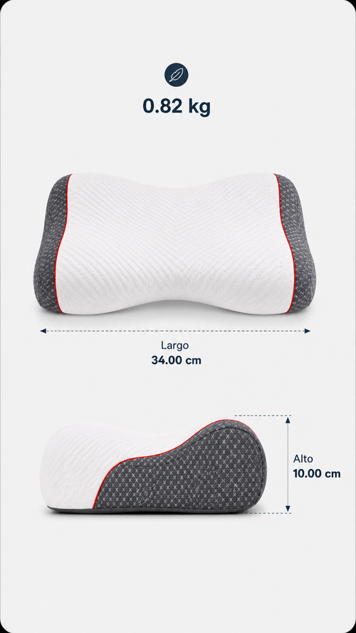 Almohada cervical ErgoCervix - peso 0.82kg, largo 34cm, alto 10cm